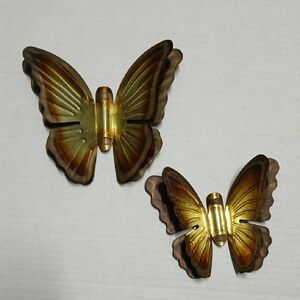Vintage Brass Wall Hanging Butterflies Set Of Two MCM BOHO